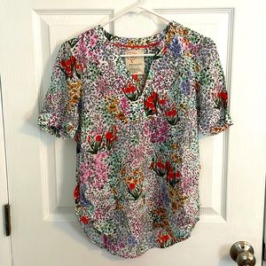Anthropologie Women’s Floral Shortsleeve Blouse